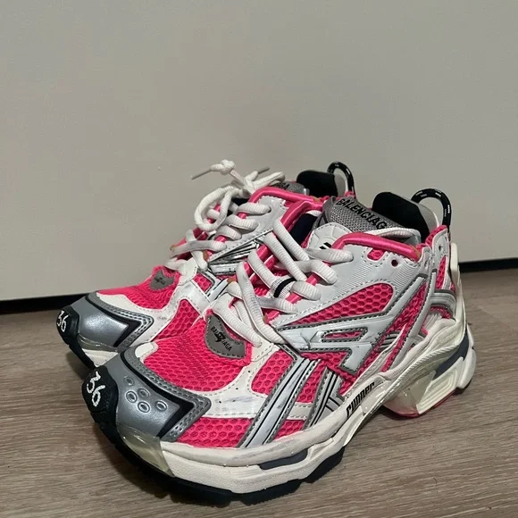 Shoes | Balenciaga Pink And White Runner Sneakers | Poshmark